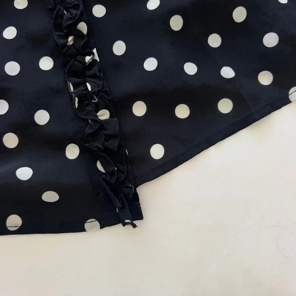 Realisation Par Julia Black Polka Dot Silk Ruffle Mini Dress Small